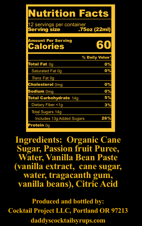 Passion Fruit - Vanilla Syrup (8 oz)