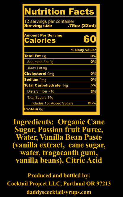 Passion Fruit - Vanilla Syrup (8 oz)